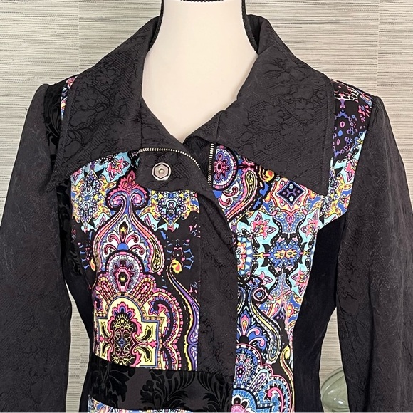 Bny’s Bunny’s Mixed Media Jacket Coat Woman’s Size 40 US M Brocade Velvet Unique - Picture 2 of 10
